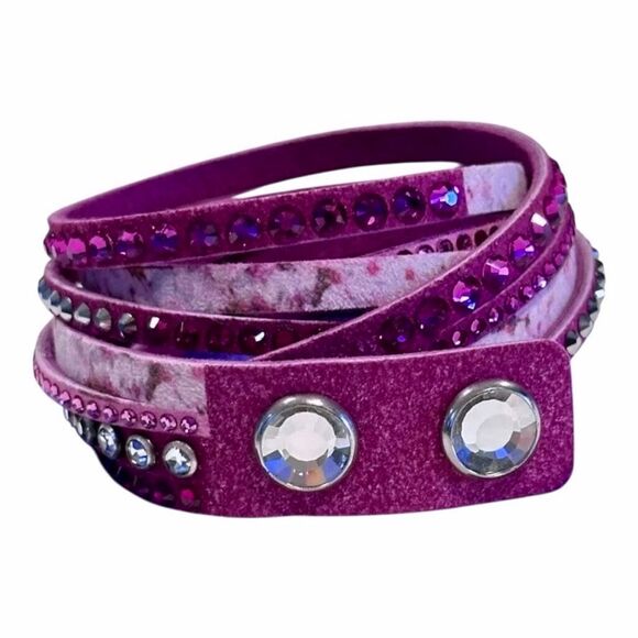 Swarovski Slake Hot Pink Pulse Wrap Bracelet NWT - Picture 2 of 5